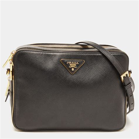 prada saffiano lux double zip crossbody|Prada crossbody wallet.